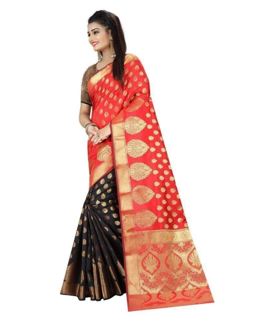 Gazal Fashions - Multicolor Banarasi Silk Saree With Blouse Piece (Pack of 1)