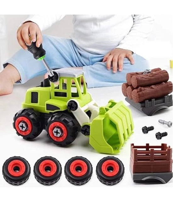 Sevriza® DIY Toy Vehicle Assembly 3 in 1 Farmer Tracker with Screwdriver for Child Vehicles Set Farm Boys Girls DIY Farm Truck Kids Toy - Multi Colour