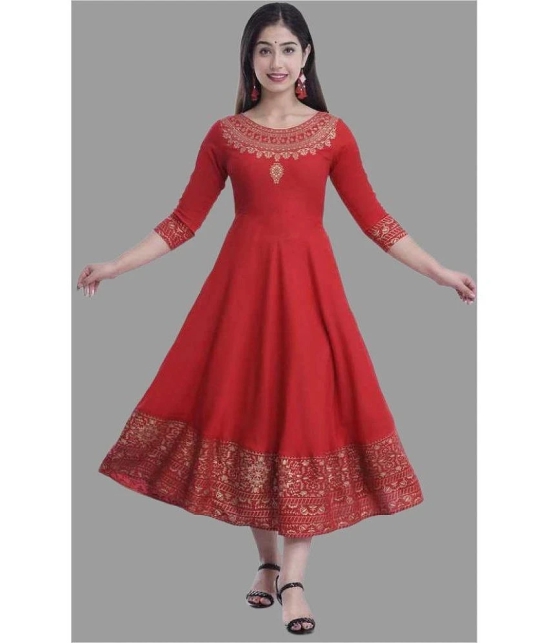 SIPET - Red Rayon Womens Anarkali Kurti ( Pack of 1 ) - None