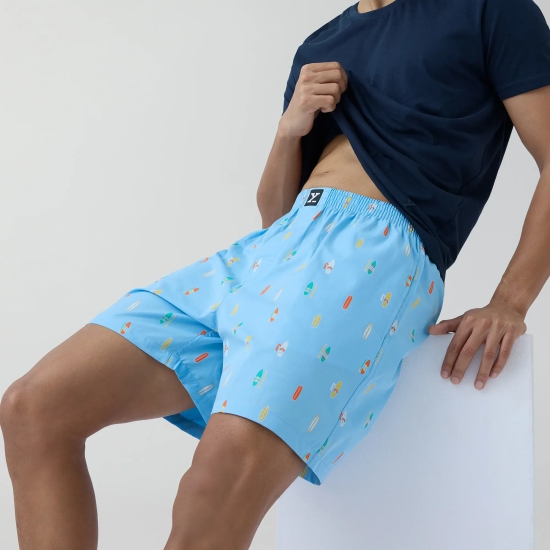 Surf Super Combed Cotton Boxer Shorts SurfBoard Blue XL