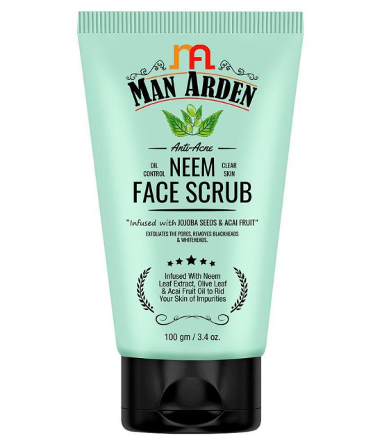 Man Arden Anti-Acne Neem Face Scrub - For Oil Control And Clear Skin - Infused With Neem Extract, Olive Leaf And Acai Fruit Oil, 100g