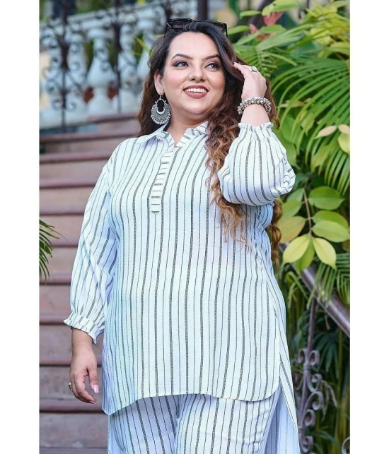 PrettyPlus by Desinoor.com Rayon Striped Straight Womens Kurti - White ( Pack of 1 ) - None