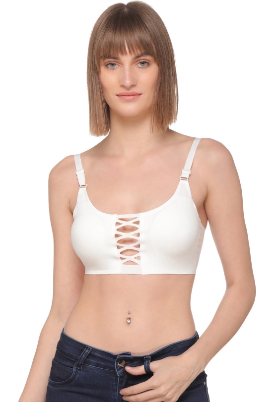 Sona Women CH SB 700 Everyday Full Coverage Non padded High Impact Stylish White Front Zig Zag Cutting Seamless Bra-XL / White / POLYAMIDE ELASTANE