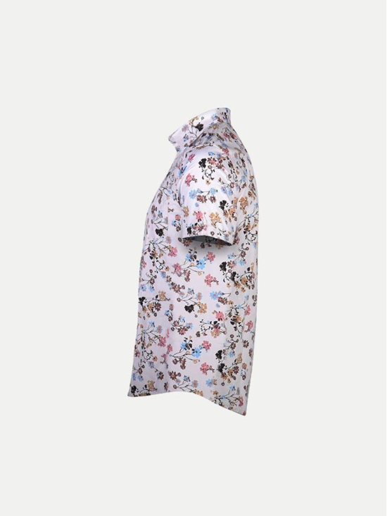 Men Casual White Floral Printed woven shirt