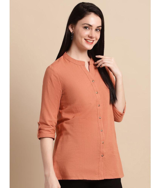 Pistaa Rust Cotton Womens Shirt Style Top ( Pack of 1 ) - None