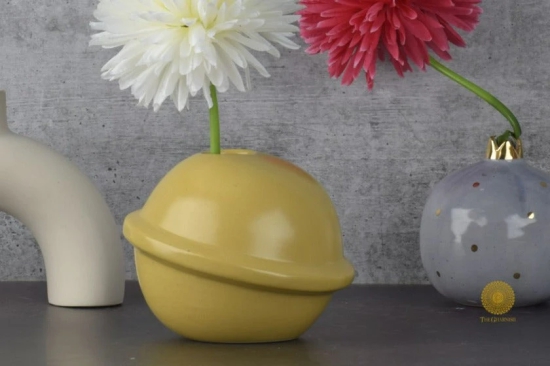 Ceramic Planet Shape Vases-Yellow