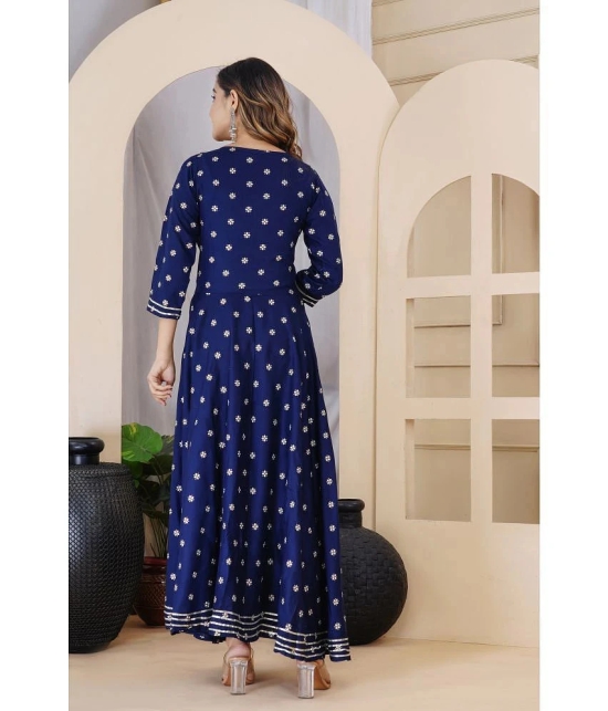 Lee Moda Rayon Embroidered Anarkali Womens Kurti - Blue ( Pack of 1 ) - None