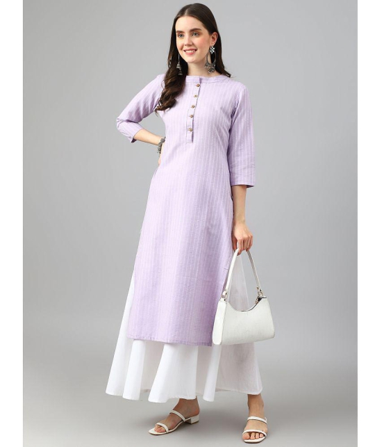 Hritika Cotton Blend Striped Straight Women's Kurti - Lavender ( Pack of 1 ) - None