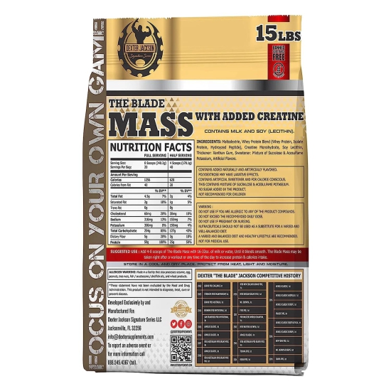 Dexter jackson The Blade Mass, Rich Chocolate Flavour, 15Lbs (6.8kg)