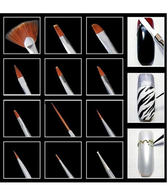 Looks United Pack Of 15 Nail Art Brushes And 5 Two Way Dotting Tools Wood Color (Pack Of 20)