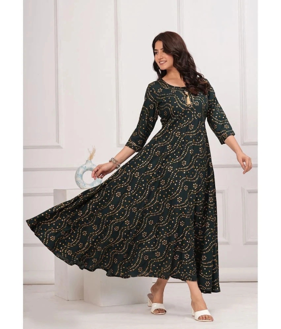 SIPET Rayon Printed Anarkali Womens Kurti - Green ( Pack of 1 ) - None