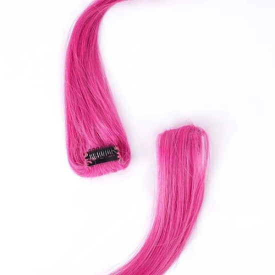 RefynHair Pink Clip-In Hair Extensions | Vibrant Color Streaks/Streax for Fashionable Looks! | Size 18 Inches | Pack of 1(Single Piece)