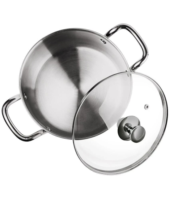 Milton Pro Cook Stainless Steel Casserole With Glsss Lid (1.6 litre) Silver - Silver