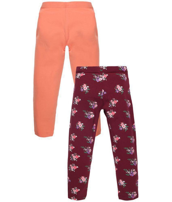 PLUM TREE - Maroon Cotton Girls Leggings ( Pack of 2 ) - None