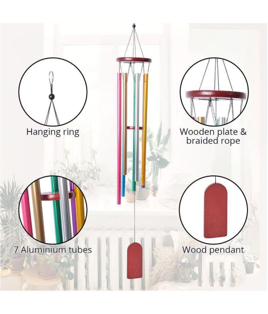 PAYSTORE 7 PIPE MULTI COLOURED WIND CHIME Aluminium Rod Indoor Windchime Pack of 1