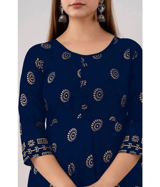 Kapadia - Navy Blue Rayon Womens Anarkali Kurti ( Pack of 1 ) - None