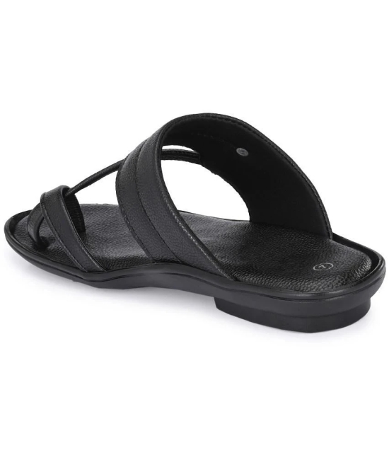 Leeport - Black Mens Leather Slipper - None