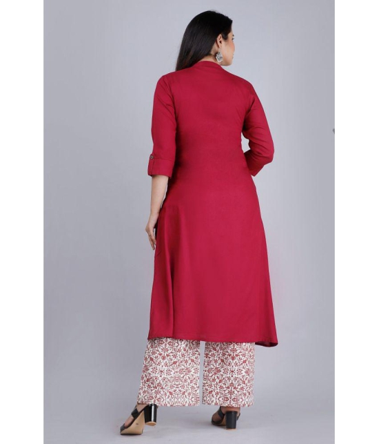 MAUKA - Maroon Front Slit Rayon Women's Stitched Salwar Suit ( Pack of 1 ) - None