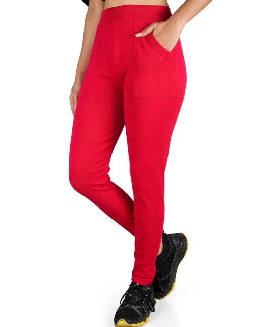 KARARO JEGGINGS - Cotton Blend Skinny Fit Red Womens Jeggings ( Pack of 3 ) - None