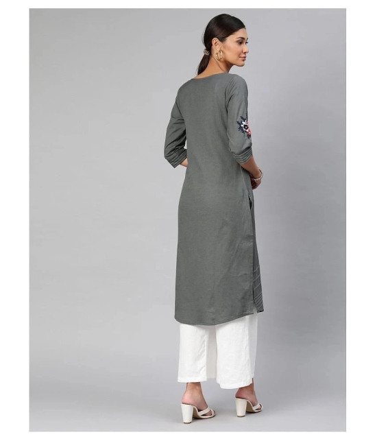 Alena - Grey Cotton Womens Straight Kurti - M