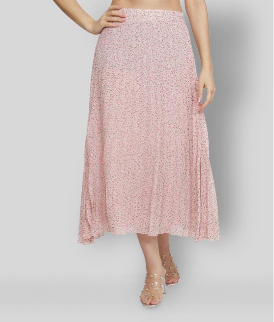 NUEVOSDAMAS - Pink Georgette Womens A-Line Skirt ( Pack of 1 ) - 34