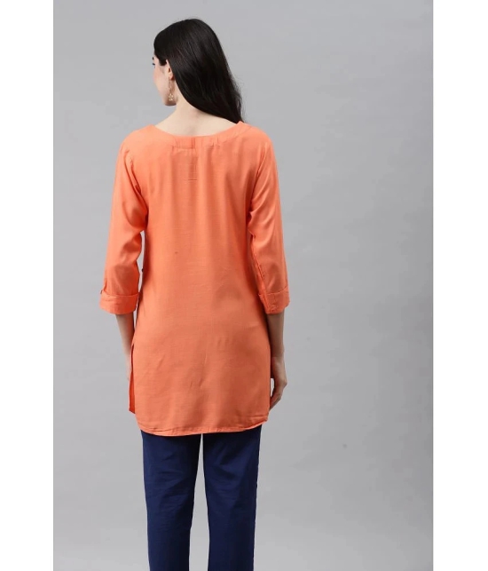 JC4U - Peach Rayon Womens Straight Kurti - S