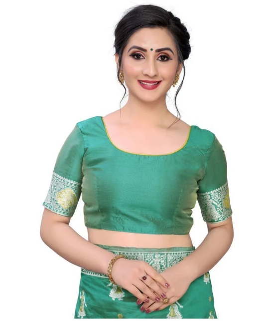 Vbuyz - Green Silk Blend Saree With Blouse Piece (Pack of 1)