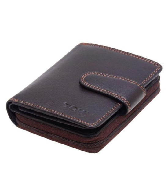 Tough Women Casual Brown Genuine Leather Wallet - Regular Size (11 Card Slots) - Brown