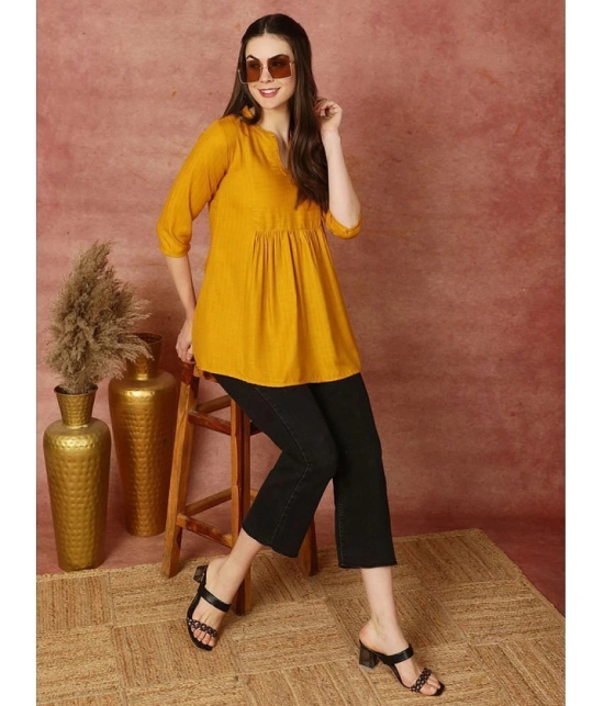 Antaran Rayon Solid Straight Womens Kurti - Yellow ( Pack of 1 ) - None