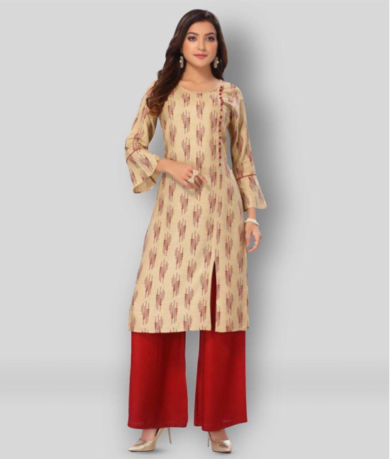 haya fashion - Beige Straight Rayon Women's Stitched Salwar Suit ( Pack of 1 ) - S