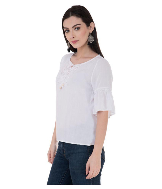 SAAKAA - Off White Rayon Women's Regular Top ( Pack of 1 ) - L