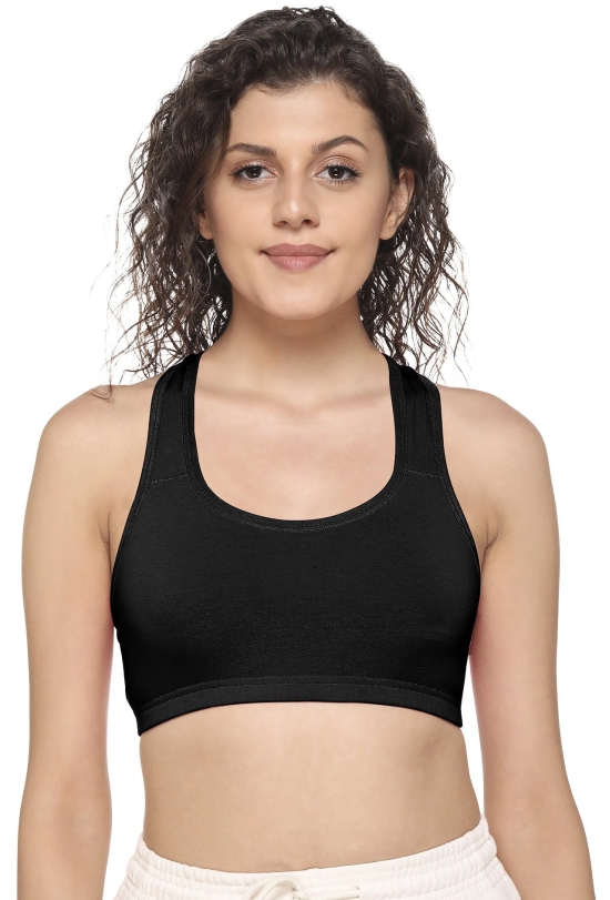 Sona Women Everyday Full Coverage Non padded Stylish Racer back High Impact Colorful Sports Bra-XS / Black / Cotton