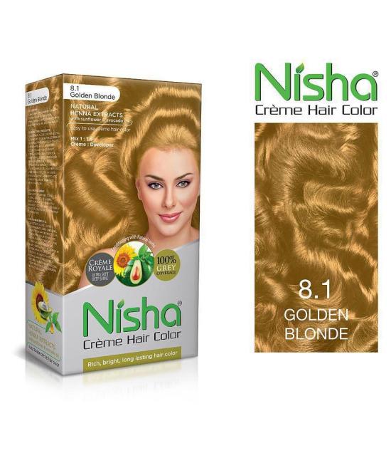 Nisha (60gm, 60ml, 12ml) Cream Permanent Hair Color Golden Blonde 120 mL Pack of 3