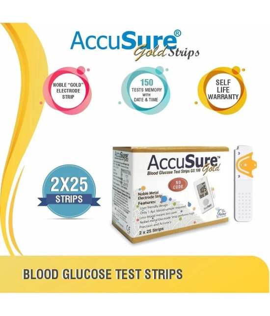 Accusure Gold GS-100 Blood Glucose Test Strips (2x25) 50 Test Strips