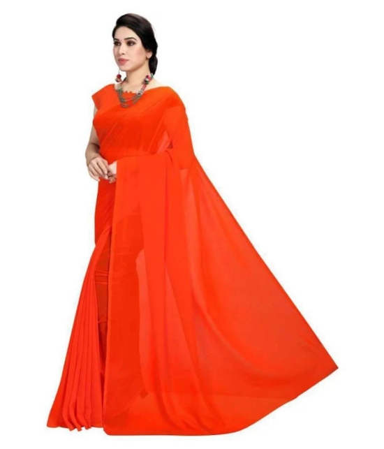 ANAND SAREES - Red Georgette Saree With Blouse Piece (Pack of 1)