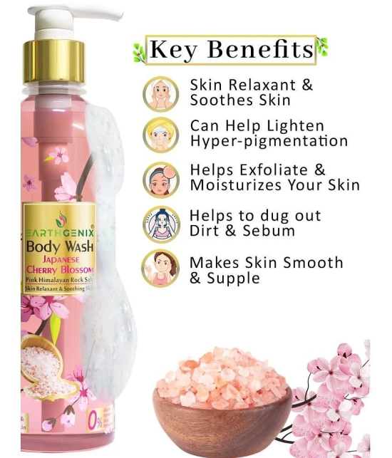 Earthgenix Japanese Cherry Blossom + Pink Himalayan Rock Salt Body Wash 500 mL