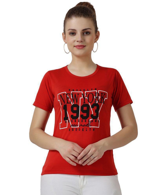 Affair - Red Cotton Blend Regular Women's T-Shirt ( Pack of 1 ) - None