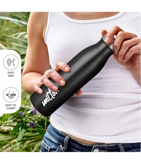 Milton - BREEZE 750,METALLIC BLACK Black Water Bottle 730 mL ( Set of 1 ) - Black