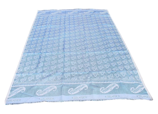 Mandhania Solapur Chaddar Single Blanket Cotton,Rayon?& Viscose Pack of 1 - Blue