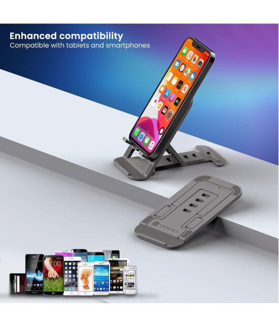 Portronics Foldable Mobile Holder for Smartphones and Tablets ( Grey ) - Grey