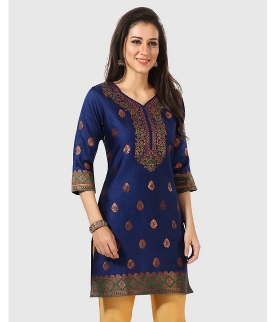 Meher Impex - Navy Art Silk Womens A-line Kurti ( Pack of 1 ) - None