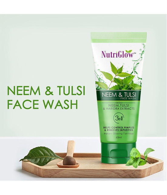 Nutriglow Neem & Tulsi Face Wash With Aloe Vera Extract For Cleanser, Pimple Care Solution, 65ml Each, (Pack of 2)