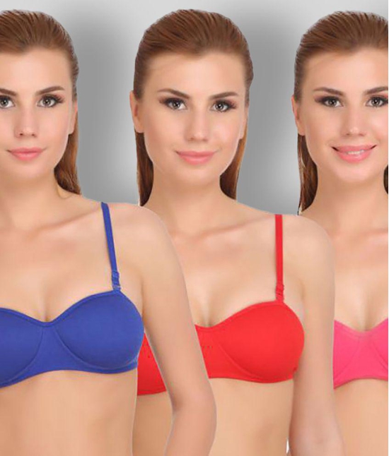 Softskin - Multicolor Cotton Blend Lightly Padded Women's T-Shirt Bra ( Pack of 3 ) - None