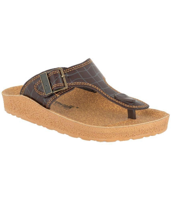 Aerowalk - Brown Mens Leather Slipper - None