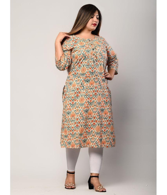 Swasti - Beige Cotton Womens Straight Kurti ( Pack of 1 ) - None