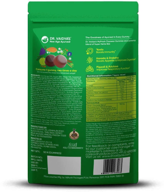 Dr. Vaidya's MyPrash Chyawan Gummies for boosting immunity, 75 gummies(Pack of 2)