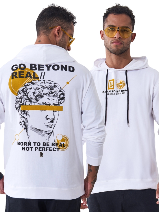 Go Beyond White Oversized Hoodie T-shirt-S / White