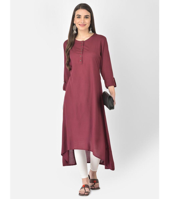 Pistaa - Wine Viscose Women's Asymmetrical Kurti ( Pack of 1 ) - None