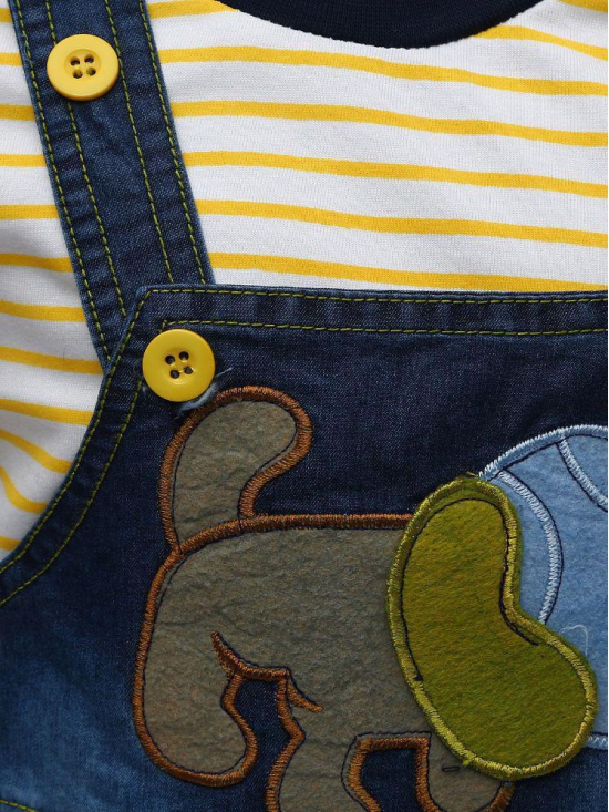 Zadmus Unisex Top and Dungaree Set Denim, Yellow - 0-6 Months