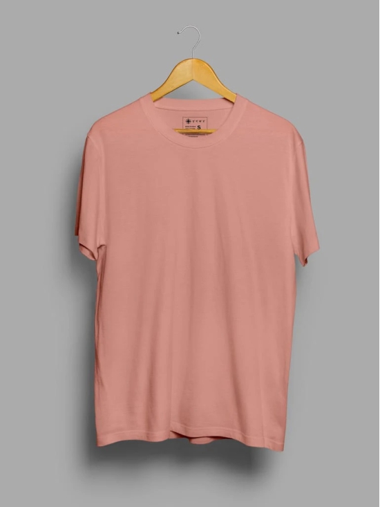 Sunset Pink, Coffee Brown & Soft Pink Half Sleeve Round Neck Cotton Plain Regular Fit Pack of 3 combo T-Shirt for men by Ghumakkad